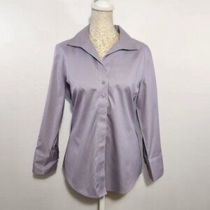 Chico's Women's Size 0/4-6 Lavender Non Iron Stretch 3/4 Sleeve Button Up Shirt